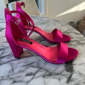 Hot pink strappy heels